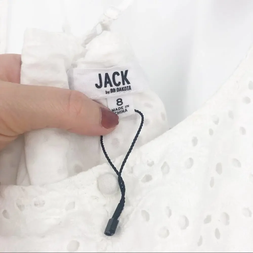 JACK by BBDakota White Eyelet Ruffle Mini Dress S - Picture 4 of 9